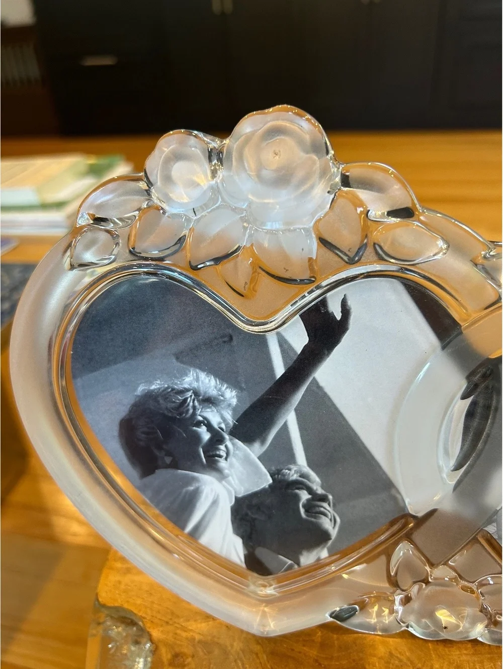 Mikasa Rosemont Triple Heart Glass Photo Frame with Rose Embellishments